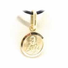 Load image into Gallery viewer, 18K YELLOW GOLD SCAPULAR OUR LADY OF MOUNT CARMEL SACRED HEART MEDAL 9mm CARMEN.