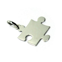 Load image into Gallery viewer, 18k white gold charm pendant, 20mm 0.8" puzzle piece, flat, made in Italy.