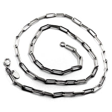 Load image into Gallery viewer, 18k white gold chain necklace squared oval paper clip 3x10mm links, 18", 45cm.
