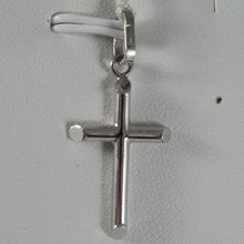 Load image into Gallery viewer, 18k white gold cross, tube, shiny 1.26, rounded, made in Italy.