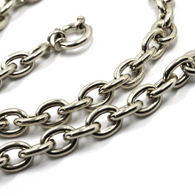 Load image into Gallery viewer, 18K WHITE GOLD CHAIN NECKLACE 17.7", ROUND CIRCLE ROLO BIG OVAL LINKS 8.5x6.5mm.