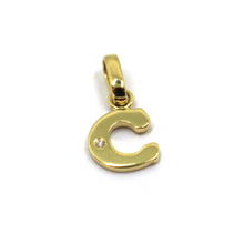 Load image into Gallery viewer, 18k yellow gold pendant charm small initial letter C, 10mm, 0.4", with diamond.