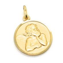 Load image into Gallery viewer, solid 18k yellow gold Guardian Angel 17mm medal, pendant, very detailed.