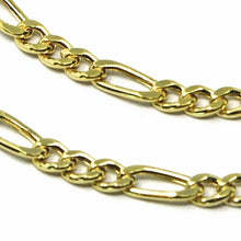 Load image into Gallery viewer, 9K GOLD BRACELET FIGARO GOURMETTE ALTERNATE 3+1 FLAT LINKS 3mm, 19cm, 7.5 INCHES.
