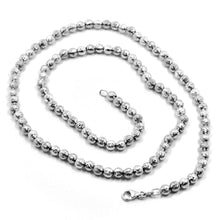 Cargar imagen en el visor de la galería, 18k white gold balls chain worked spheres 4mm diamond cut, faceted 16", 40cm.