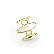 Load image into Gallery viewer, 18k yellow gold magicwire half phalanx ring, 10mm elastic worked ondulate wire.