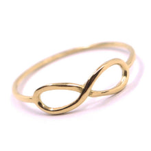 Cargar imagen en el visor de la galería, 18k rose gold infinite central ring, infinity, smooth, bright, made in Italy.