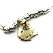 Charger l'image dans la galerie, 925 STERLING SILVER TUBES CUBES BRACELET WITH 9K YELLOW GOLD 10mm FROG PENDANT.