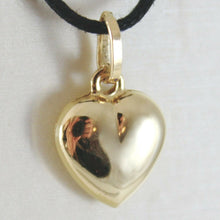 Load image into Gallery viewer, 18K YELLOW GOLD ROUNDED MINI HEART CHARM PENDANT SHINY 0.71 INCHES MADE IN ITALY.