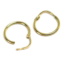Load image into Gallery viewer, 18K YELLOW GOLD ROUND CIRCLE HOOP SMALL EARRINGS DIAMETER 13mm x 1.2mm, ITALY.