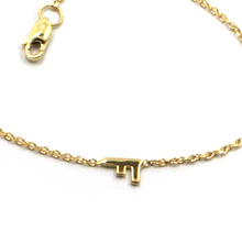 Load image into Gallery viewer, 18k yellow gold rolo thin bracelet with central small 5mm letter initial F.