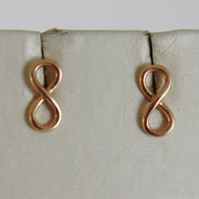 Charger l'image dans la galerie, SOLID 18K ROSE GOLD EARRINGS WITH MINI INFINITY SYMBOL, INFINITE, MADE IN ITALY.