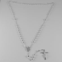 Cargar imagen en el visor de la galería, 18k white gold rosary necklace miraculous Mary medal & Jesus cross Italy made.