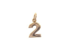 Cargar imagen en el visor de la galería, 18k rose gold number 2 two small pendant charm, 0.4", 10mm.