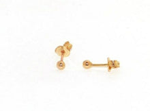 Cargar imagen en el visor de la galería, 18k rose gold earrings with mini 3 mm balls ball round sphere, made in Italy.