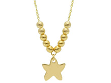 Load image into Gallery viewer, 18K YELLOW GOLD NECKLACE WITH BALLS 3mm 0.12&quot; AND STAR PENDANT 10mm 0.4&quot;.
