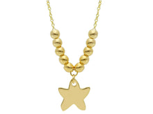 Load image into Gallery viewer, 18K YELLOW GOLD NECKLACE WITH BALLS 3mm 0.12" AND STAR PENDANT 10mm 0.4".