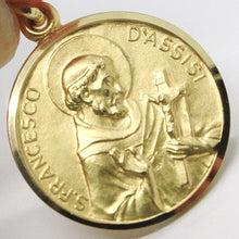 Load image into Gallery viewer, 18k yellow gold St Saint Francis Francesco Assisi medal, made in Italy, 19 mm.
