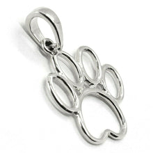 Load image into Gallery viewer, SOLID 18K WHITE GOLD SMALL 15mm 0.6" CAT DOG PAWPRINT PAW PENDANT, ITALY MADE.