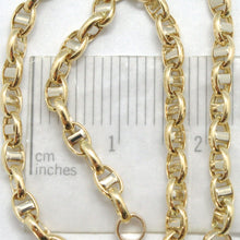 Load image into Gallery viewer, 18k yellow white gold 3 mm navy mariner oval bracelet 8.30 inches 21 cm.