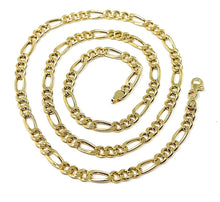 Load image into Gallery viewer, 18k gold figaro gourmette chain 4 mm width, 20&quot;, alternate 3+1 necklace.
