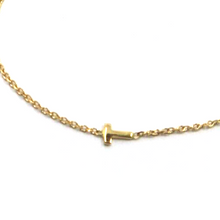 Load image into Gallery viewer, 18k yellow gold rolo thin bracelet with central small 5mm letter initial T.