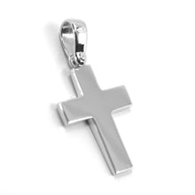 Load image into Gallery viewer, SOLID 18K WHITE GOLD CROSS, SQUARE ROUNDED 18mm, 0.71 inches, MADE IN ITALY.