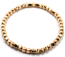 Charger l'image dans la galerie, solid 18k rose gold elastic bracelet, cubes diameter 4 mm 0.16", made in Italy.