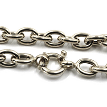 Cargar imagen en el visor de la galería, 18K WHITE GOLD BRACELET 20cm 7.9", ROUND CIRCLE ROLO BIG OVAL LINKS 8.5x6.5mm.