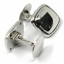 Cargar imagen en el visor de la galería, 18k white gold cufflinks, rounded square button, made in Italy.
