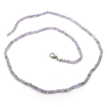 Charger l'image dans la galerie, 18K WHITE GOLD NECKLACE 17.3", 44cm FACETED ROUND 2.5mm AMETHYST, WORKED BALLS.