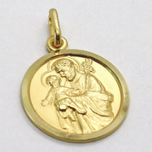 Load image into Gallery viewer, 18k yellow gold st Saint San Giuseppe Joseph Jesus medal made in Italy, 15 mm.