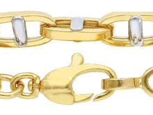 Load image into Gallery viewer, 18K YELLOW WHITE GOLD BRACELET BIG ALTERNATE OVAL SQUARE MARINER ROUNDED LINK.
