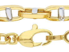 Load image into Gallery viewer, 18K YELLOW WHITE GOLD BRACELET BIG ALTERNATE OVAL SQUARE MARINER ROUNDED LINK.