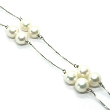Charger l'image dans la galerie, 18k white gold necklace alternate venetian chain round double 8mm fw white pearl.