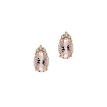 Load image into Gallery viewer, SOLID 18K ROSE GOLD ORSINI EARRINGS WITH CENTRAL OVAL MORGANITE AND DIAMONDS.