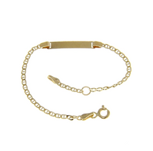 Load image into Gallery viewer, 18k yellow gold boy girl baby bracelet engraving plate mariner chain 5.5-6.3".