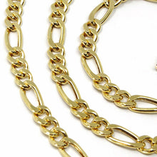 Cargar imagen en el visor de la galería, 18K YELLOW GOLD CHAIN BIG 5 MM ROUNDED FIGARO GOURMETTE ALTERNATE 3+1, 24 INCHES.