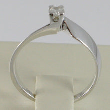 Cargar imagen en el visor de la galería, 18k white gold solitaire wedding band squared ring diamond 0.15 made in Italy.