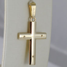 Load image into Gallery viewer, SOLID 18K YELLOW GOLD CROSS JESUS WORKED, SQUARED STYLIZED SMOOTH, MADE IN ITALY.
