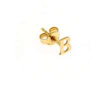 Cargar imagen en el visor de la galería, 18K YELLOW GOLD BUTTON SINGLE EARRING, FLAT SMALL LETTER INITIAL B 6mm 0.24".