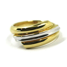 Load image into Gallery viewer, 18K YELLOW WHITE GOLD BAND RING, TRIPLE TUBE, ROUNDED, BICOLOR.