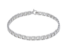 Charger l'image dans la galerie, 18K WHITE GOLD MAN BRACELET ALTERNATE 5mm SMOOTH RECTANGULAR SMALL PLATES, 8.3".