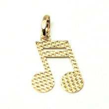 Charger l'image dans la galerie, 18K YELLOW GOLD FLAT SMALL 18mm 0.7" MUSICAL NOTE PENDANT, CHARM, MADE IN ITALY.