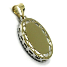 Load image into Gallery viewer, 18k yellow white gold medal, virgin Mary, miraculous, mother of pearl, zirconia.