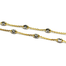 Cargar imagen en el visor de la galería, 18k yellow & white gold rolo alternate chain necklace 3mm faceted oval balls 18".