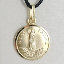 Load image into Gallery viewer, 18k yellow gold our Senora Lady of Fatima, Virgin Mary round medal pendant, 15 mm.
