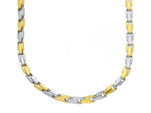 Load image into Gallery viewer, 18K YELLOW WHITE GOLD CHAIN 3.5mm ALTERNATE CROSSED SQUARED TUBE LINK 60cm 24".
