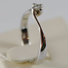 Cargar imagen en el visor de la galería, 18k white gold solitaire wedding band wave spiral ring diamond .08 made in Italy.