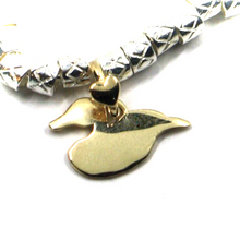 Charger l'image dans la galerie, 925 STERLING SILVER TUBES CUBES BRACELET WITH 9K YELLOW GOLD 10mm DUCK PENDANT.